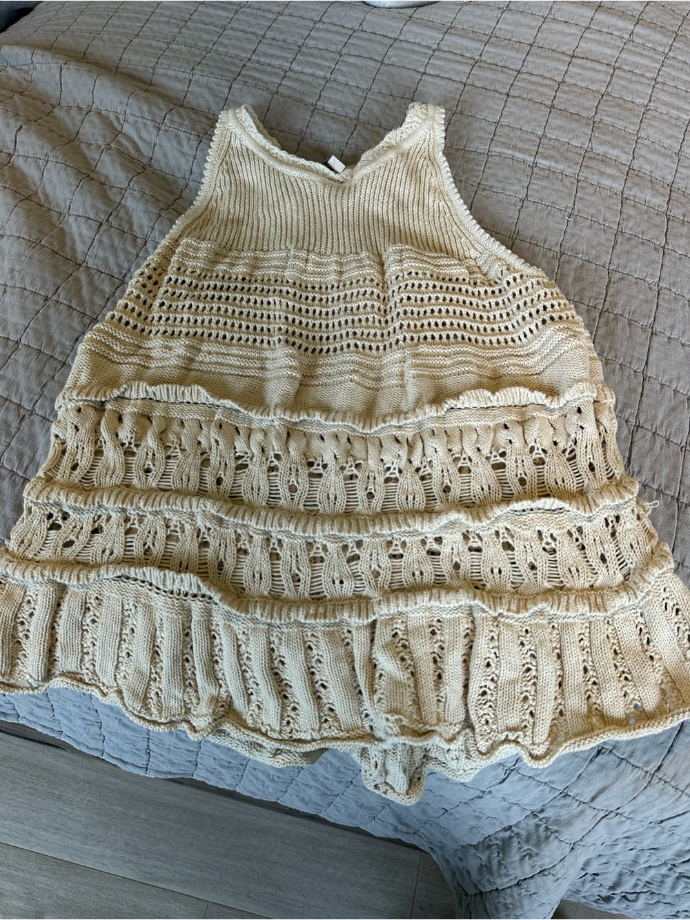 LOFT Cream Crochet Tank Top